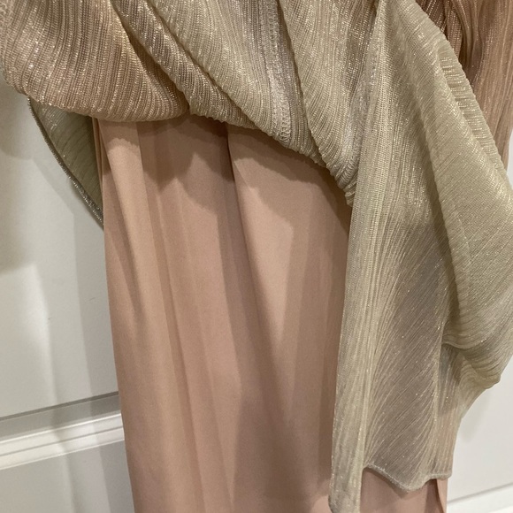 NWT Taylor Sz 8 gold sparkle ombré flutter sleeve side tie dress style 2102M - Picture 14 of 14